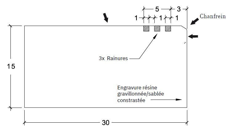 30 x 15 x 100 - chanfrein 3 rainures