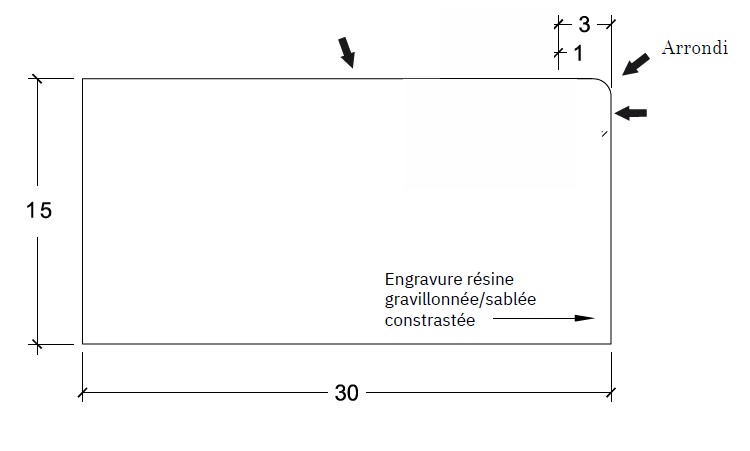 30 x 15 x 100 - arrondi sans rainures
