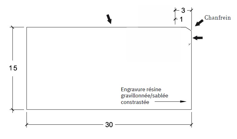 30 x 15 x 100 - chanfrein sans rainures