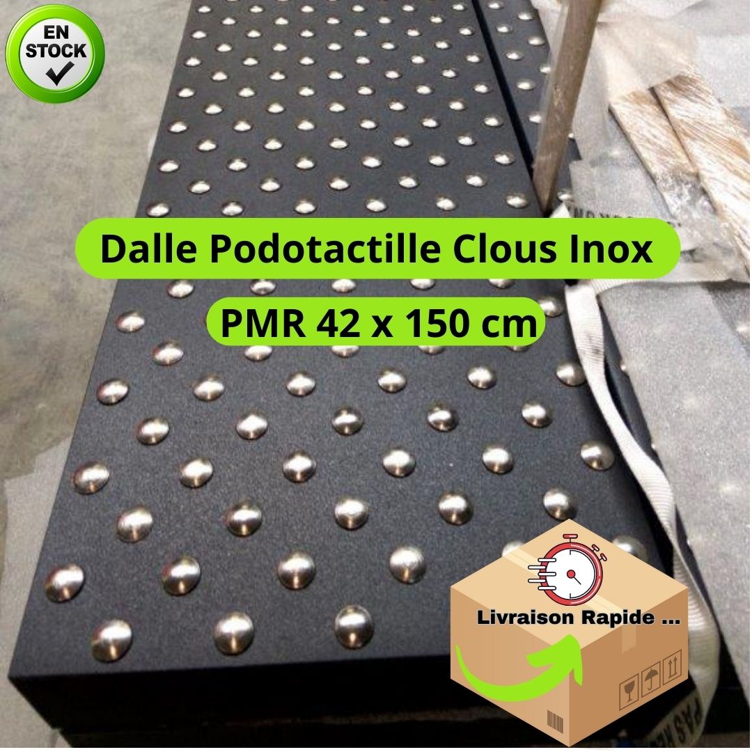 Dalle podotactile Clous Inox PMR 42x150