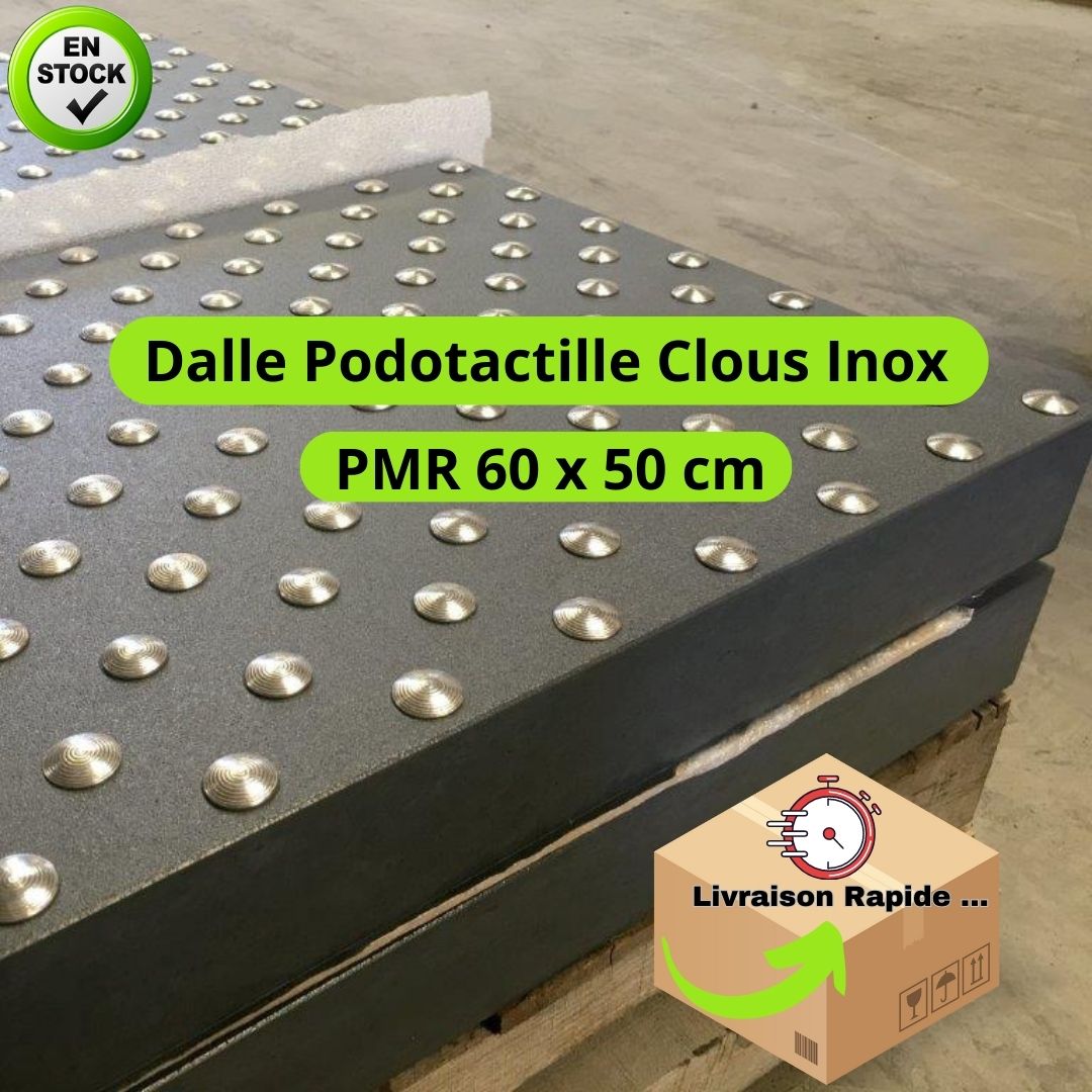 Dalle podotactile Clous Inox PMR 60x50